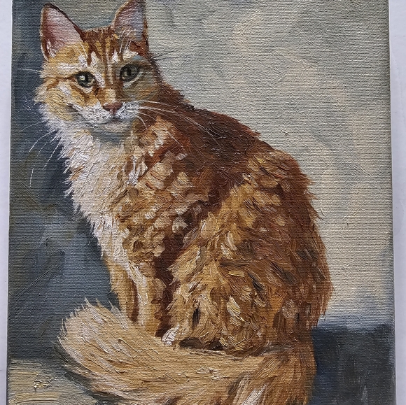 handpainted Other - Abstract oil Painting cute cat